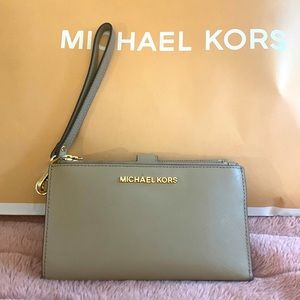 Michael Kors Beige Saffiano Leather Wrist Wallet